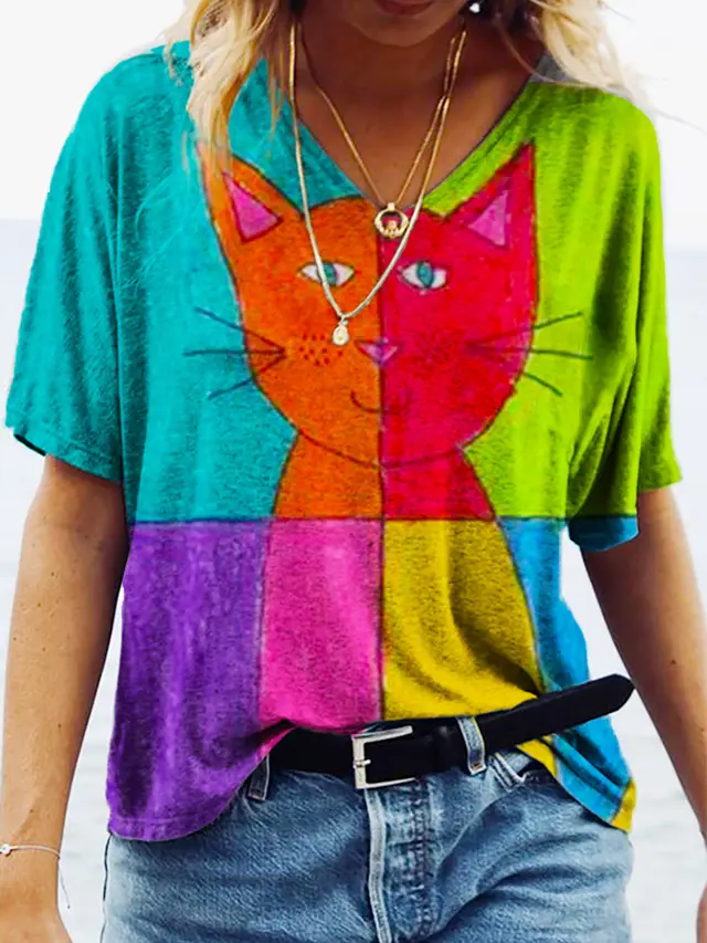 3D Printing Personality Printing Loose Women's T Shirt Top Jl2270405 - Shop at LoveMi