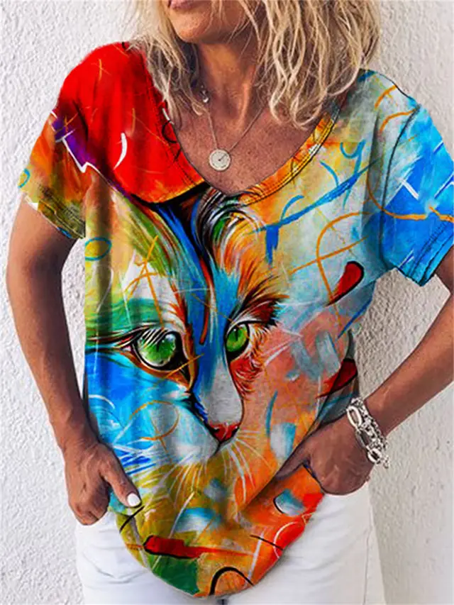 3D Printing Personality Printing Loose Women's T Shirt Top Jl2270407 - Shop at LoveMi