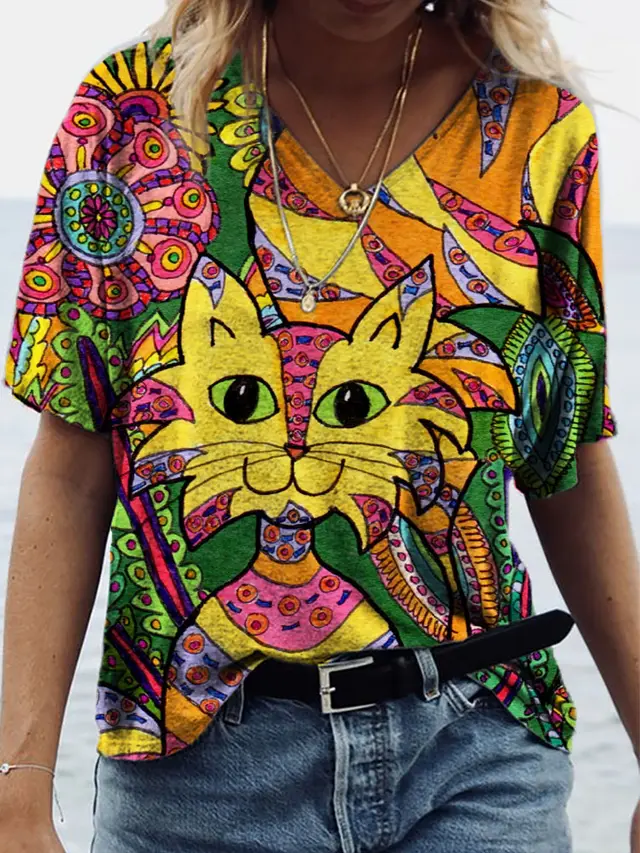 3D Printing Personality Printing Loose Women's T Shirt Top Jl2270411 - Shop at LoveMi