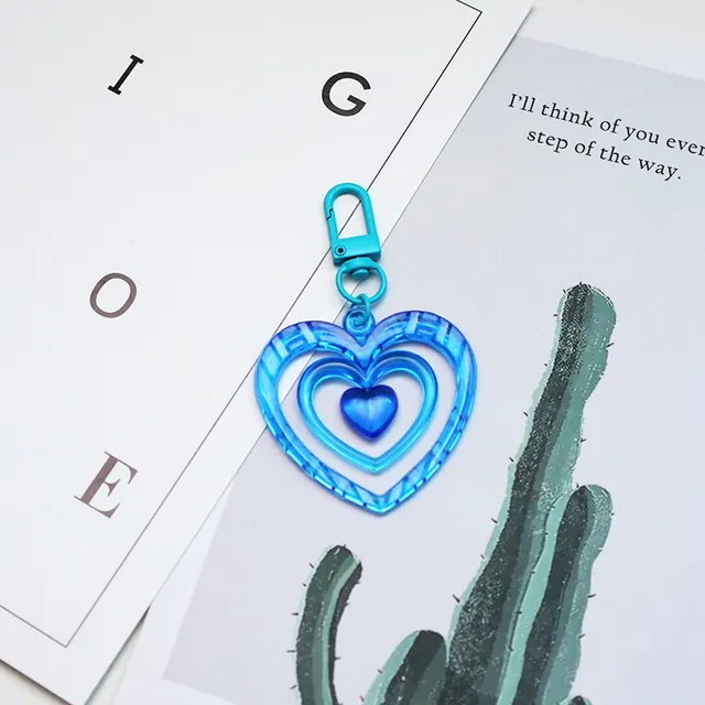 Cute Retro Love Acrylic Couple Keychain Blue - Shop at LoveMi