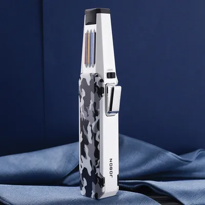 Personality Creative Windproof Straight Flush Pen Gas Lighter White Camouflage - Shop at LoveMi