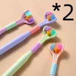 Three-sided Macaron Soft Bristle Toothbrush Care Safety Toothbrush Teeth Deep Cleaning Portable Travel - Adult 2Pack