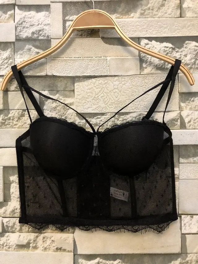 Mesh Lace Multi shoulder Strap Vest Sling Retro Vest Top Women Black - Shop at LoveMi