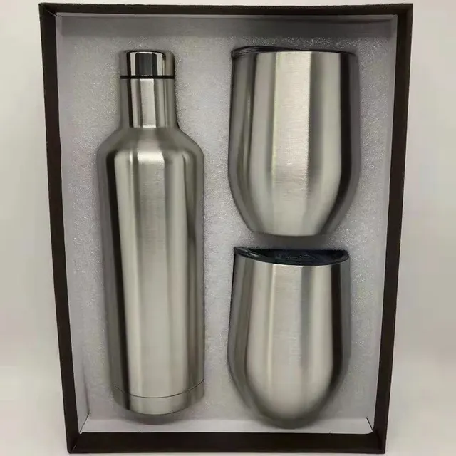 304 Stainless Steel 500ml Red Wine Bottle Gift Box Set Cup Silver - Shop at LoveMi