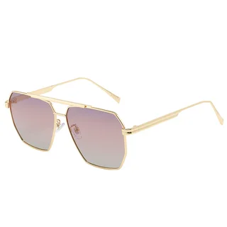 Women's Fashion Double Bridge Polarized Glasses - Gold Frame Gradient Pink