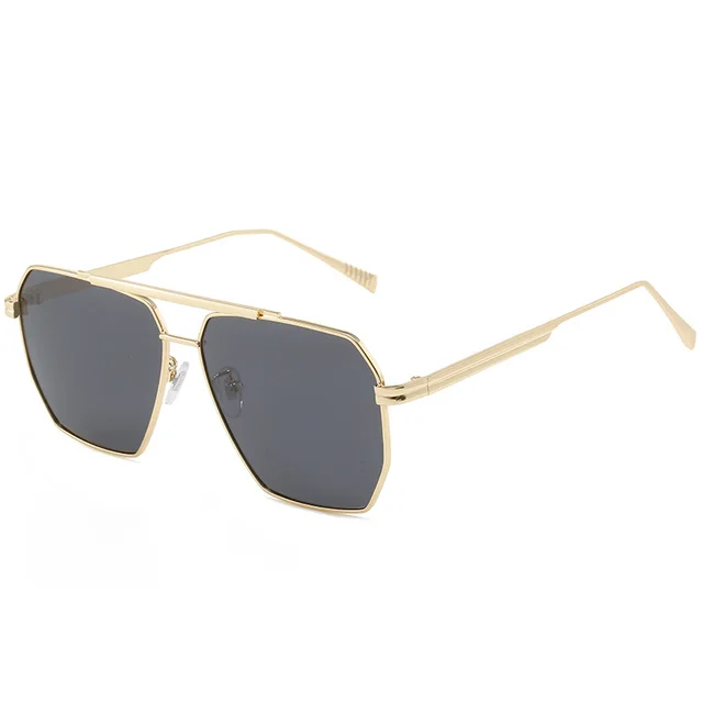Women's Fashion Double Bridge Polarized Glasses Gold Frame Grey Sheet - Shop at LoveMi