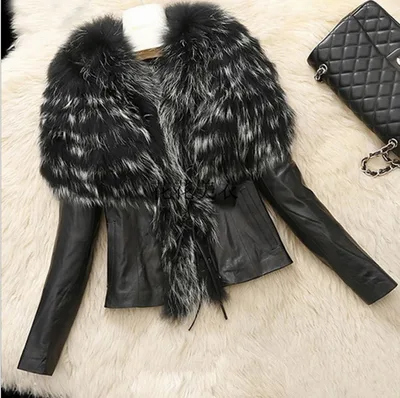 Faux Fur Slim Fit PU Leather Fluffy coat Peacock Color 6Xl - Shop at LoveMi
