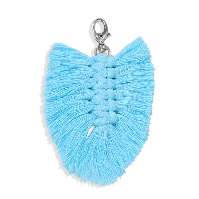 Cotton Rope Hand woven Leaf Key Pendant Sky Blue - Shop at LoveMi