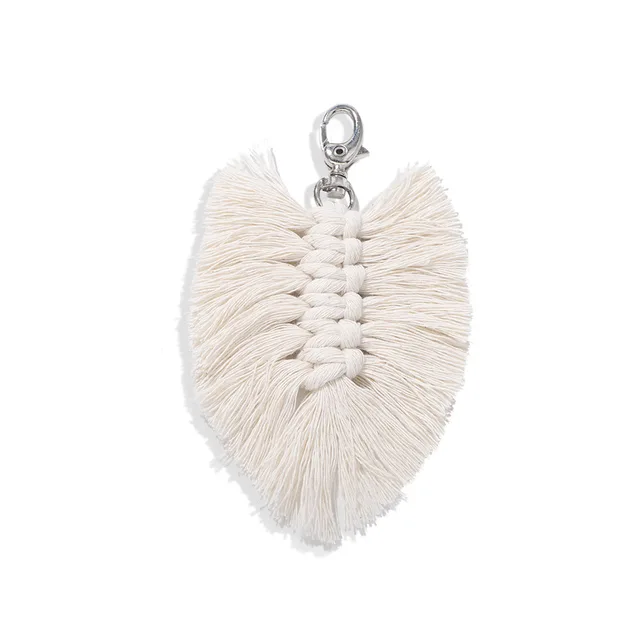 Cotton Rope Hand woven Leaf Key Pendant White - Shop at LoveMi