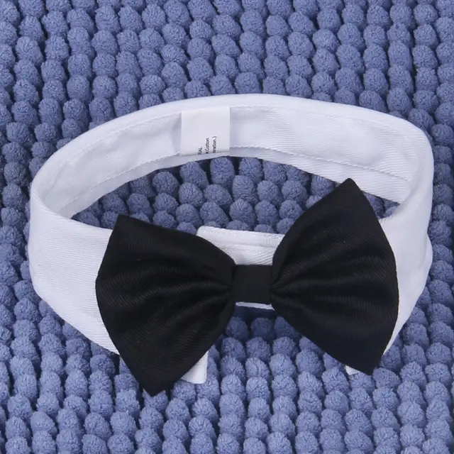 Pet Supplies Teddy Small And Medium Sized Dog Bow Tie And Tie Gentleman Bow Scarf Collar Ornament White And Black - Shop at LoveMi