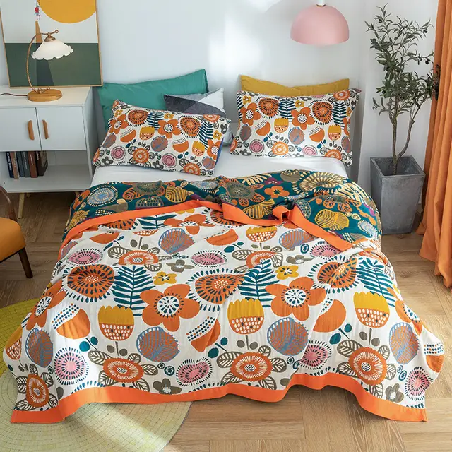 Office Nap Single Double Air Conditioner Quilt Bouquet Of Flowers - Shop at LoveMi