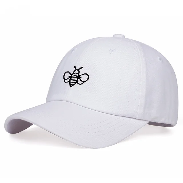Cartoon Bee Embroidered Baseball Sun Hat White - Shop at LoveMi