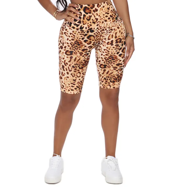 Women's Fashion Print Sports Casual Shorts Cropped Pants Leopard - Shop at LoveMi