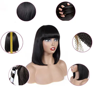 Human Hair Bob Wig Headgear Woven Top Heart Is Natural And Realistic 21120412Inches - Shop at LoveMi