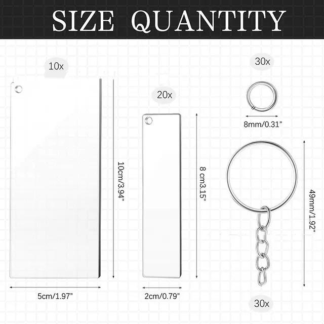 Heat Transfer High Clear Acrylic Keychain 90Pcs Set - Shop at LoveMi