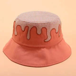 Irregular contrast color flat cloth hat - Orange