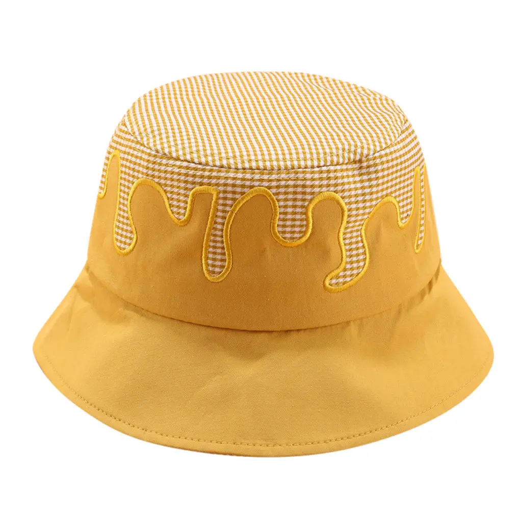 Irregular contrast color flat cloth hat - Yellow