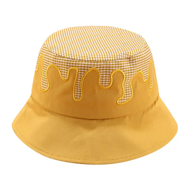 Irregular contrast color flat cloth hat Yellow - Shop at LoveMi