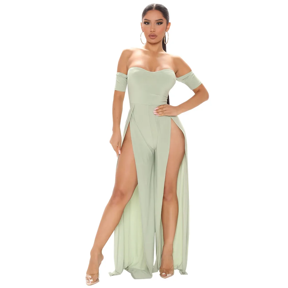 Women's Fashion Mesh Print Sheer Pant Set - Green