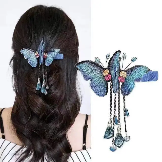 Dream Fringe Butterfly Spring Exquisite Hair Clip Blue - Shop at LoveMi
