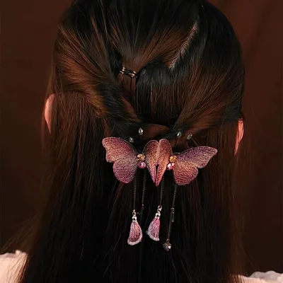 Dream Fringe Butterfly Spring Exquisite Hair Clip Purple - Shop at LoveMi