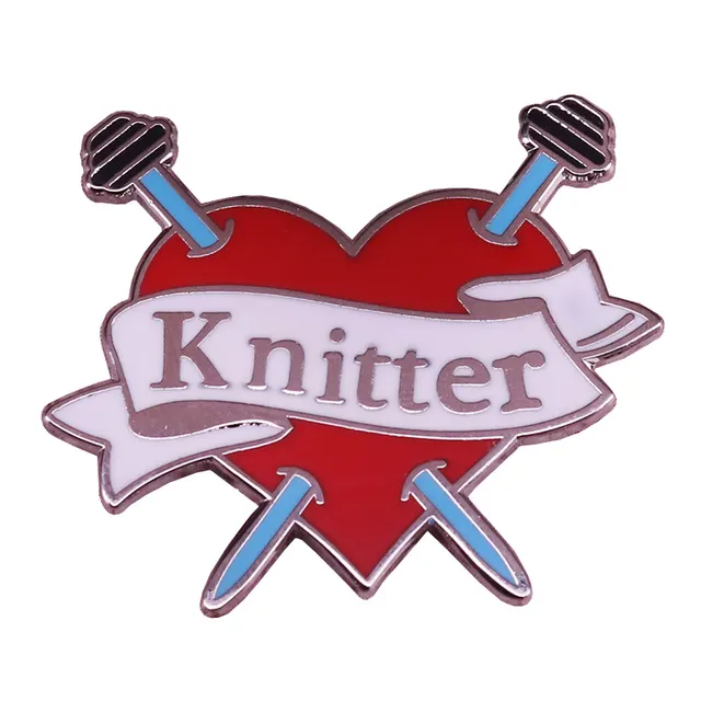 Knit Badge Yarn Art Enamel Brooch Silver3 - Shop at LoveMi