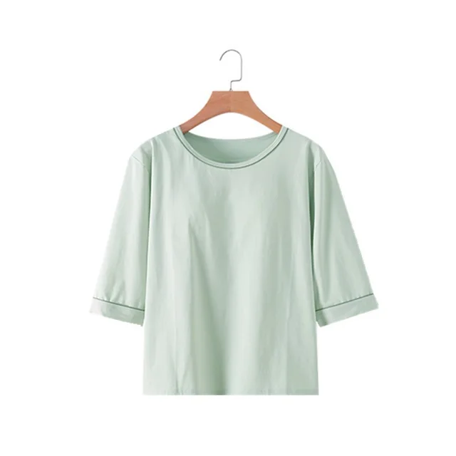 Cup Integrated Three quarter Long sleeved T shirt Casual Home Wear Matcha Green - Shop at LoveMi