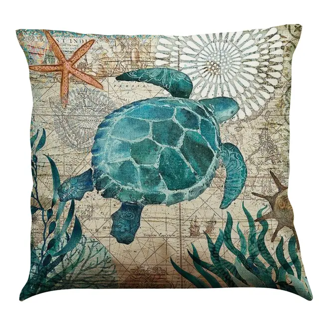 Cushion Covers Sea Turtle Printed Throw Pillow Cases For Home Decor Sofa Chair Seat - Shop at LoveMi