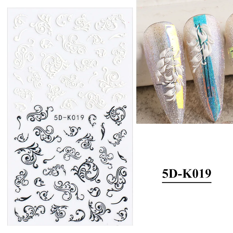 Three-dimensional Hollow White Bridal Lace Butterfly Nail Stickers - 5Dk019