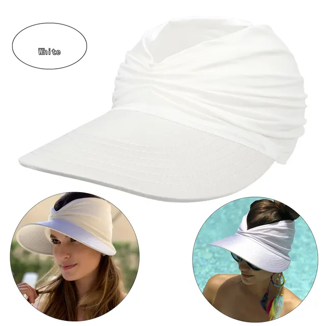Women's New Empty Top Sunscreen Sports Beach Sun Hat B White - Shop at LoveMi