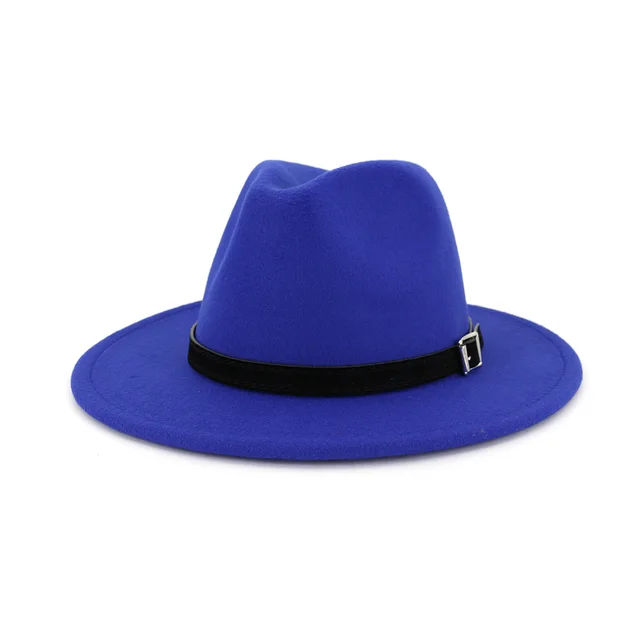 Women's Autumn And Winter Classic Jazz Hat Woolen Hat Royal Blue - Shop at LoveMi
