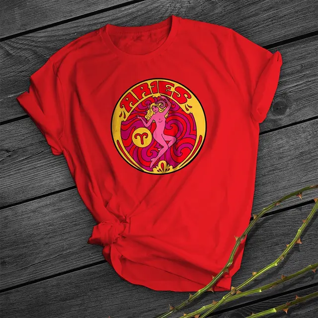 Aries Print Short Shirt Team Uniform European And American Fabrics Red - Shop at LoveMi