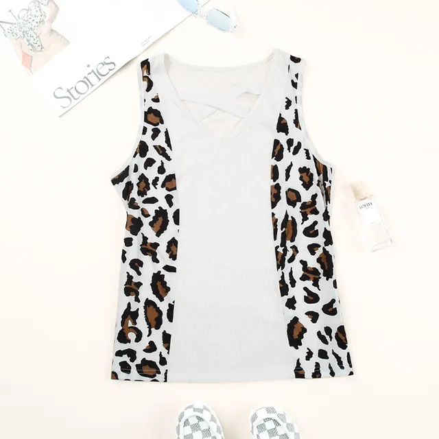 European And American Vest Outer Wear Top Women's Summer New Leopard Print Printed V neck Sleeveless Vest Women's Leopard Print - Shop at LoveMi