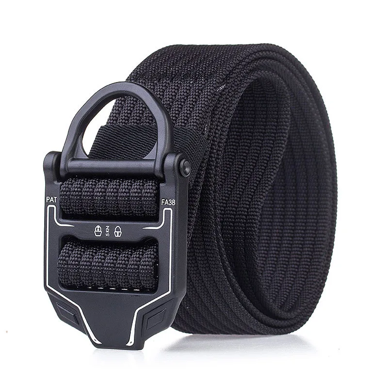 New Military Fan Outdoor Tactics Belt Men's Multi-functional Waist Seal Training Nylon Canvas Special Forces Belt - Black
