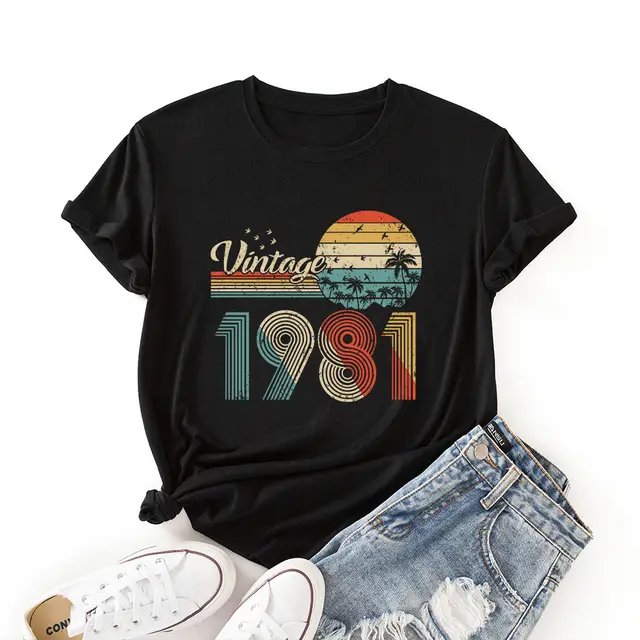 1981 Coconut Sunset Pattern Loose Short Sleeves Black - Shop at LoveMi