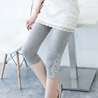 Women's Stretch Slim Fit Slim Hollow Lace Leggings - Grey