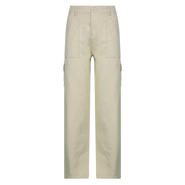 Women's Loose Drape Khaki High Waist Trousers - Khaki