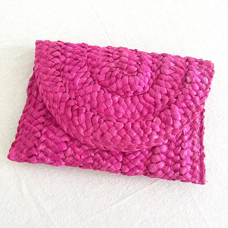 Cornhusk Woven Straw Fashion Clutch Vacation Red - Shop at LoveMi