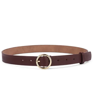 Women's Fashion Versatile Round Buckle Belt - Brown