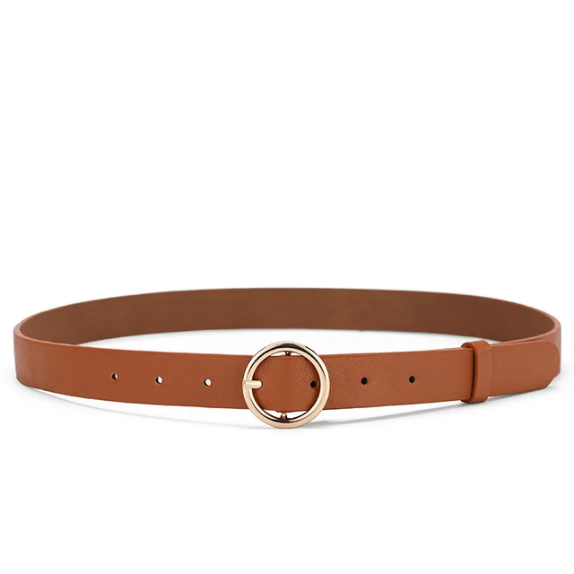 Women's Fashion Versatile Round Buckle Belt Khaki - Shop at LoveMi