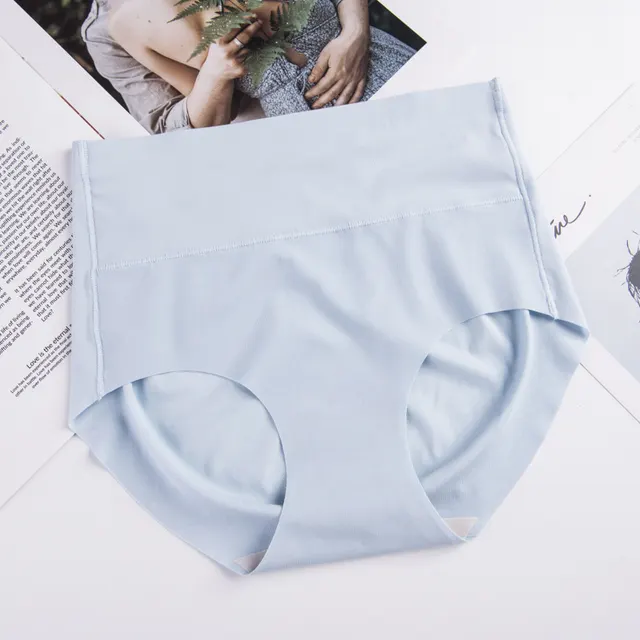 One Piece Seamless Women's High Waist Modal Breathable Briefs Light Blue - Shop at LoveMi