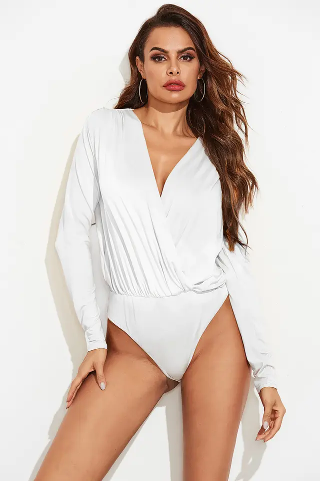 Slim Women's Fashion Deep V Neck Jumpsuit White - Shop at LoveMi