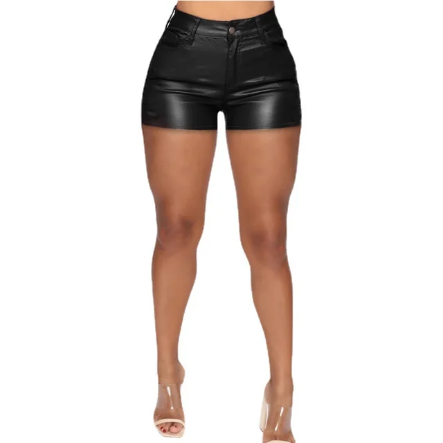 Large Size Women's Fashion High Waist Tight Shorts - Black