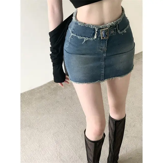 Niche A line Denim Skirt Denim Skirt - Shop at LoveMi