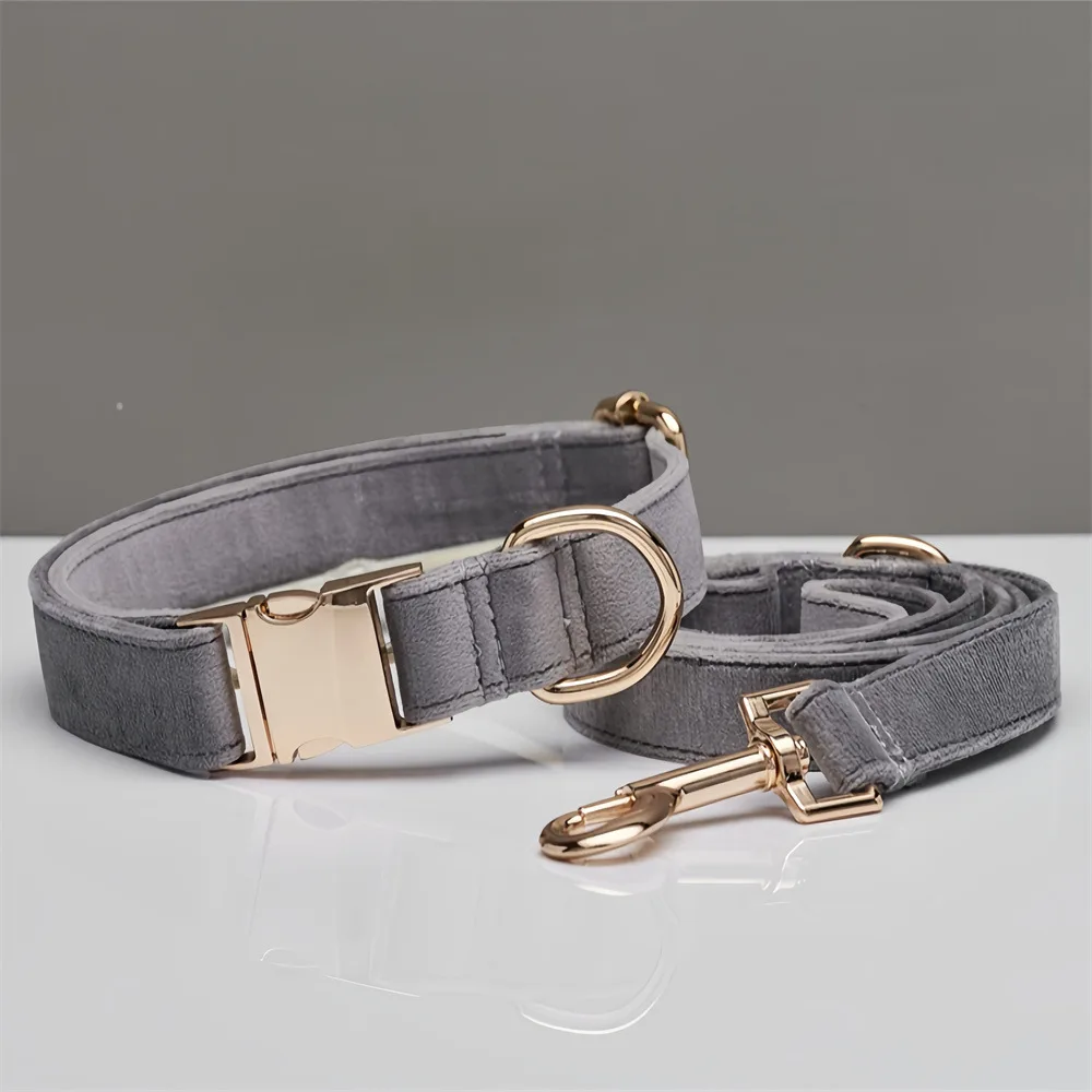 Mint Green Dog Collar Leash - Grey
