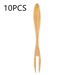 Wooden Fruit Fork Creative Cake - Wood Color