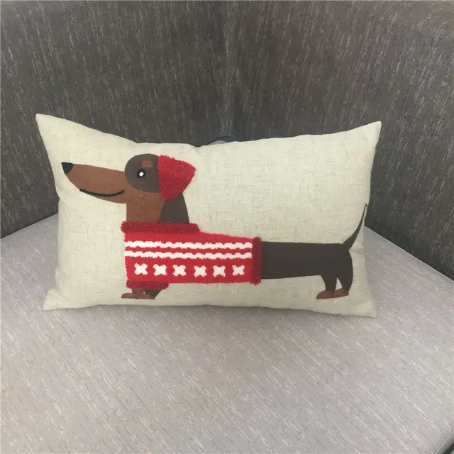 Pillow Embroidered Cushion With Core American Dog Double Velvet Red Coat Dog - Shop at LoveMi