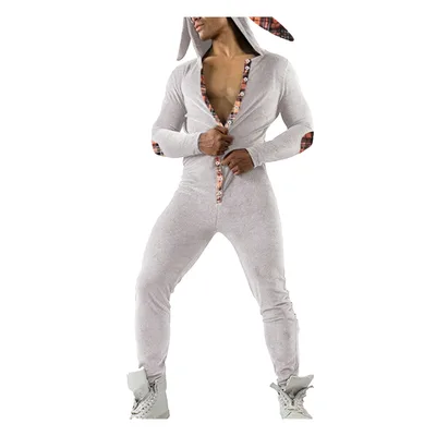 Men's Casual Solid Color Hooded Fashion Slim Bodysuit Beige - Shop at LoveMi