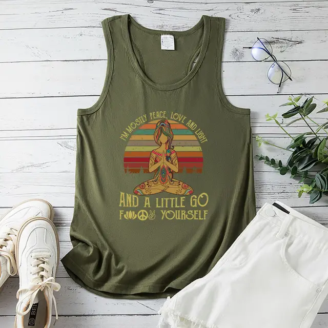 Yoga Vest Women's European Size Peace Vest Top Women Army Green - Shop at LoveMi