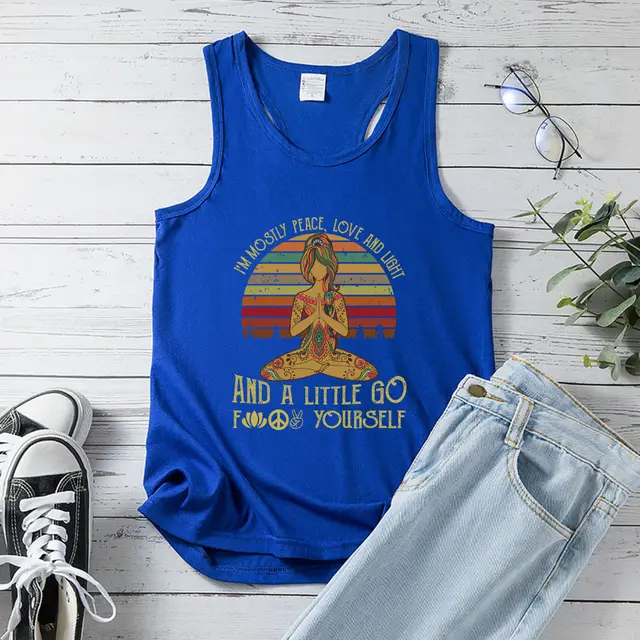 Yoga Vest Women's European Size Peace Vest Top Women Dream Blue - Shop at LoveMi